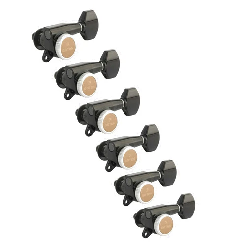 Gotoh Magnum Lock-Trad 6-In-Line Guitar Tuners, Black