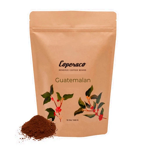 Coperaco, Volcanica Guatemala, Ground Coffee, Light Roast, Chocolate - Caramel - Orange notes, Volcanic/High Altitude Soil, Fresh Roasted, Gourmet, Artisanal, 100% arabica, 12 oz