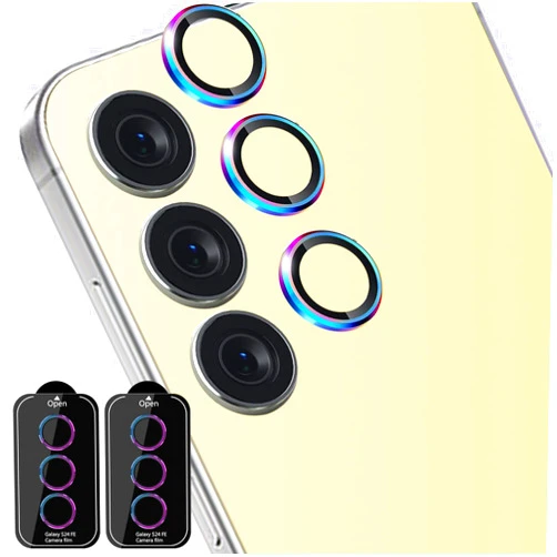 Zeking (2 Set) for Samsung Galaxy S24 FE Camera Lens Protector, Scratch-Resistant HD Clarity Ultra-Thin 9H Tempered Glass with Aluminum Edging, Individual Metal Lens Cover (Color)