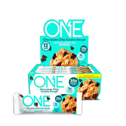ONE Protein Bars, Chocolate Chip Cookie Dough, Gluten Free with 20g Protein and 1g Sugar, Pantry Staples, 2.12 oz (12 Count)