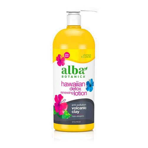 Alba Botanica Hawaiian Detox Renewing Lotion, Anti-Pollution Volcanic Clay, Glycerin, Yellow, 32 Oz