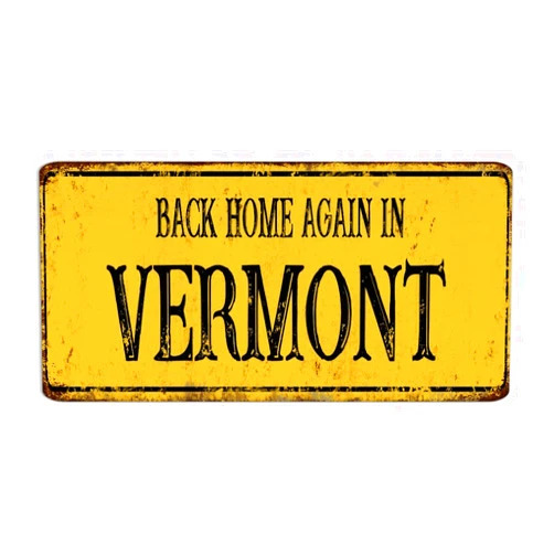 Autravelco Back Home Again in Vermont Metal Signs Personalized Patio Shop Kitchen Home Decor Tin Signs USA American State Outline Metal Plaque for Entryway 6x12 Inch