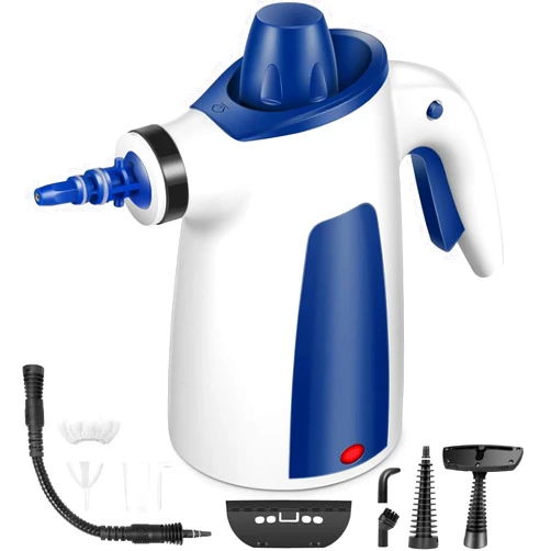RosLaen Handheld Steam Cleaner, Pressurized Multi-Surface Steam Cleaner for Home Use with 9pcs Accessories, All Natural Steamer for Cleaning Tile, Grout, Grime, Grease, Window, Couch, Car, Bathroom, Kitchen