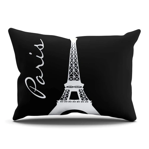 WEINIYA Bedroom Custom Decor Black and White Eiffel Tower Paris Throw Pillow Cover Cushion Case Fashion One Sided Printed Design Lumbar 12x24 Inches