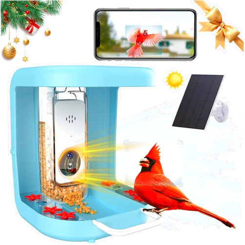 Qidoubird Smart Bird Feeder with Camera, Outdoor Bird Feeder Camera Solar Powered, Real Time Notifications, 2K HD Live Video Bird Feeder Camera, Ideal for Bird Lovers