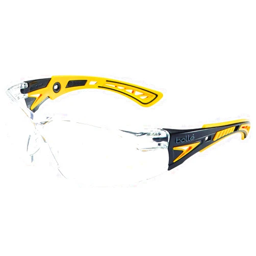 Bolle SAFETY Bollé Safety 40243, Rush+ Safety Glasses Platinum®, Yellow & Black Frame, Clear Lenses