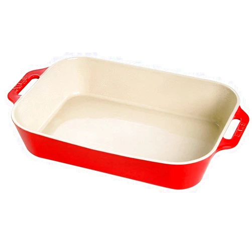 Staub Ceramic Rectangular Baking Dish 13 x 9-inch Cherry Red