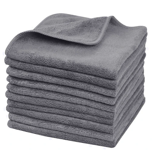 SINLAND Microfiber Facial Cloths Fast Drying Washcloth 12inch x 12inch Grey 10 pack