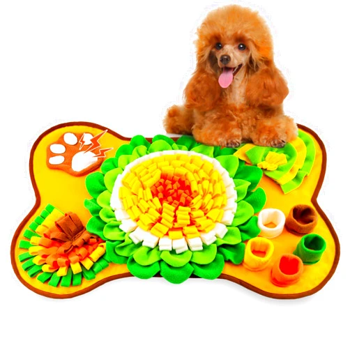 GoxRunx Pet Snuffle Mat for Small and Medium Dogs, Interactive Sniff Feeding Mat for Puppies, Slow Feeder Dog Treat Mat for Training and Stress Relief (Bone Shape)