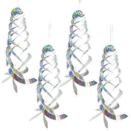 Sfcddtlg 4Pcs Bird Repellent Spiral Reflectors-15.8 Inch Hanging Reflective Bird Deterrent Device for Drive Birds Woodpeckers Pigeons Geese Away from The House Garden Swimming Pool