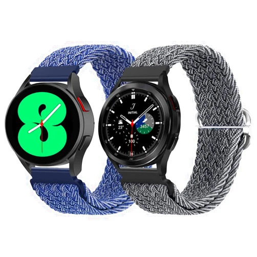 Qimela 2-Pack Sport Bands Compatible for Samsung Galaxy Watch 7 6 5 4 40mm 44mm,Galaxy Watch 6 4 Classic Band 42mm 46mm 43mm 47mm/Watch 5 Pro Band 45mm/Active 2,Stretchy Braided 20mm Replacement Strap