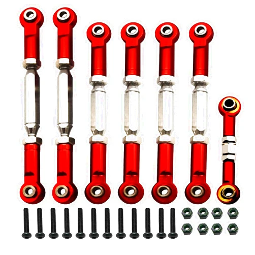 BingHFobbyHuo Stainless Steel Adjustable Turnbuckles Set/Camber Links with Rod Ends Set for 1/10 Traxxas Slash 4X4 2WD /Rustler 2WD 4X4/Hoss 2WD 4X4/ Stampede 2WD 4X4/ Upgrades Part（red）