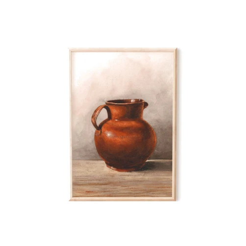 Custom Vintage Kitchen Still LifePrint, Antique Farmhouse Pottery Painting