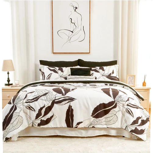 NIUDÉCOR HOME 7 PCS Black and White Floral Comforter Set Soft Microfiber Bedding Set with Sheet+Velvet Decorative Fall Throw Pillow Covers pack of two 18x18 Inch