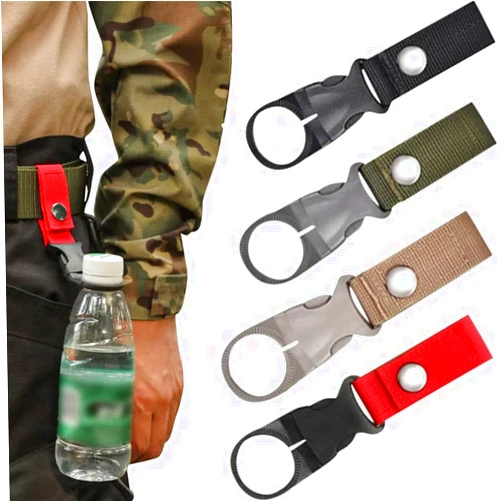 HAIYISHIYE 4Pack Water Bottle Clips,Portable Water Bottle Ring Holder Hanging Buckle Clip Nylon Webbing Strap for Outdoor Camping Hiking Mountaineering