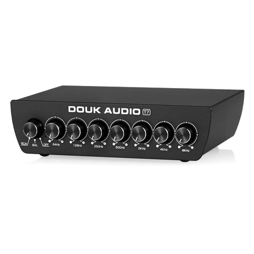 Douk Audio 7 Band Equalizer Balanced EQ Audio Preamp with XLR RCA Input and Output for Home Stereo, Amplifier, Computer Speaker (T7)