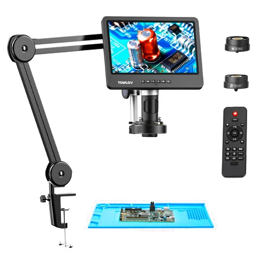 TOMLOV DM602 Flex Digital Soldering Microscope 2000x, Flexible Arm, 10.1