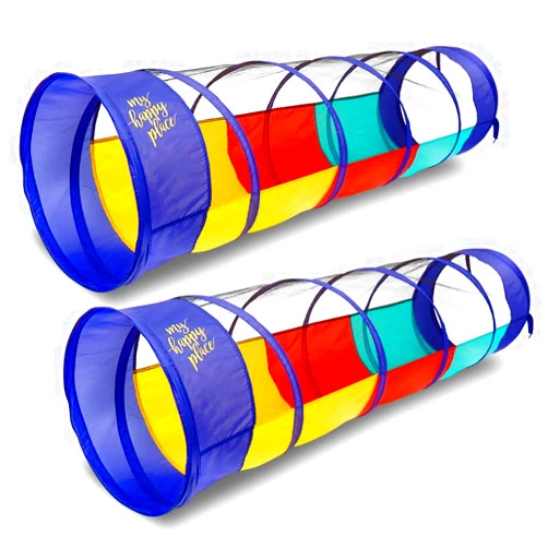 Kiddey Play Tunnel Pop Up Tunnel Toys for Toddlers, Kids Multicolored Tunnel for Indoor/Outdoor Fun, Crawl & Play, Obstacle Course for Kids Gifts for Toddlers - Balls Not Included (2 Pk)
