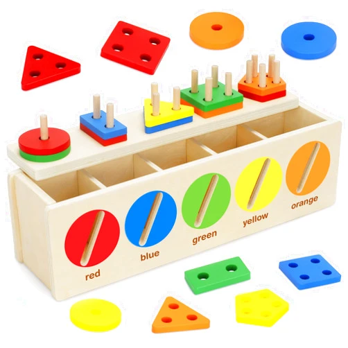 Jumlys Montessori Toys for Toddler 1, 2, 3 Year Old, Wooden Color & Shape Sorting Matching Box, Early Learning Toys for 12-18 Month, Age 1-3, Ideal Christmas, Birthday Gifts for Boy & Girl