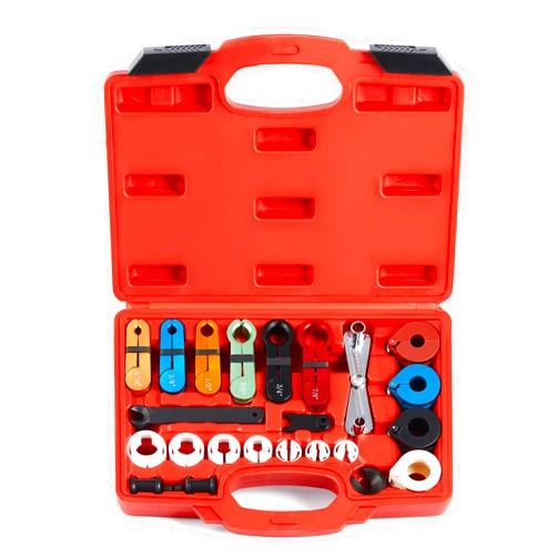 Orion Motor Tech Master Quick Disconnect Tool Set, 25pc Line Disconnect Tool Kit for A/C Fuel & Transmission Systems, Fuel Line Disconnect Tools for Mechanics Compatible with Ford Chevy GM More, Red