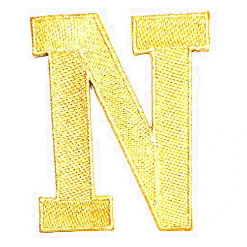 Rareeasy Alphabet Letters A to Z patch 2.7 in. Letter Gold N Patch A to Z English Alphabet Letter Iron Embroidered Patch Applique Iron on Patches Sticker Logo Badge Symbol Jeans Jacket T- Shirt Polo Hat Backpacks Costume (N)