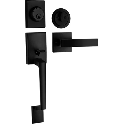 Berlin Modisch Single Cylinder HandleSet with Lever Door Handle (for Entrance and Front Door) Reversible for Right and Left Handed deadbolt Handle Set Iron Black Finish