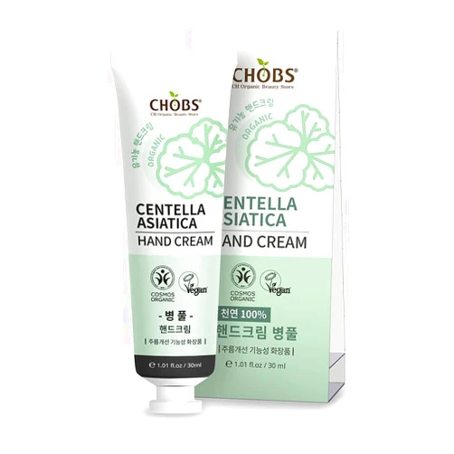 CHOBS CH ORGANIC BEAUTY STORE CHOBS Centella Asiatica Hand Cream, Anti-Wrinkle Functional Cosmoetics with Adenosine, Premium Organic Hand Cream for Pregnant Women, Certified of BDIH-Cosmos Organic, Vegan. High Organic Ingredients, Hydrating Hand Moisturizern with Shea Butter, No Cruelty, K-Beauty 1.01 Fl Oz(Pack of 1)