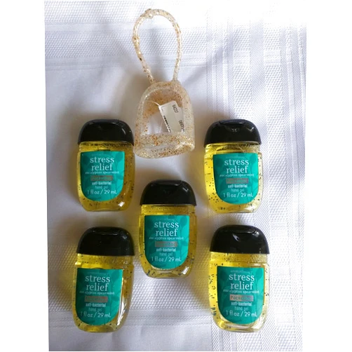 Bath & Body Works Stress Relief Eucalyptus Spearmint PocketBac Anti-Bacterial Hand Gel and Holder - 5 ct bundle