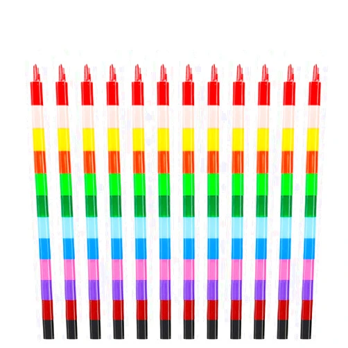 Hazyore Crayons Set, 12 Pieces Rainbow Stacking Crayons Multicolor Crayons Cute Christmas Crayon for Kids' Party Favours Party Bag Fillers Pencils Party Bag Filler