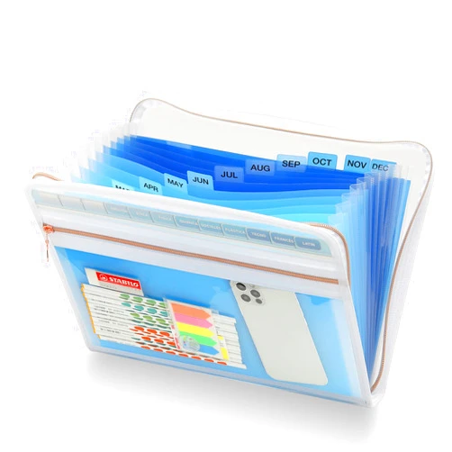 H4D 13 Pocket Expanding File Folder Organizer, Blue, 8.5-x-11-inch