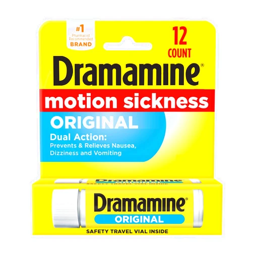 Dramamine Original, Motion Sickness Relief, Travel Vial, 12 Count