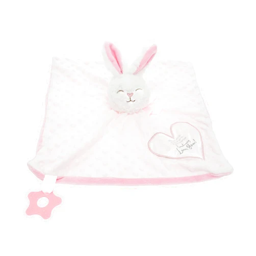Pavilion Gift Company Somebunny Pink Lovey Lovey Blanket Bunny with Teether