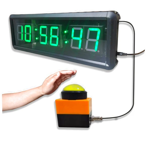 Ledgital Countdown Timer Clock, Large Stopwatch with Tap Button, Support Count Up & Real Time Function, Ideal for Indoor Games & Sports, Wall Mount/Tabletop, 13.4x3.7in.