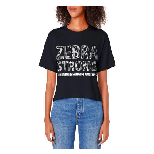 Funny Striped Animal Lover EDS Supporter Designs Cool Zebra Strong Ehlers Danlos Syndrome Cute Awareness Gift Women's Crop Top