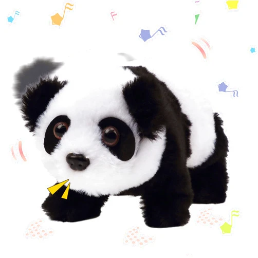Hopearl Crawling Panda Interactive Electronic Pet Plush Toy with Sounds and Movements Animated Shaking Head Gifts for Toddlers Birthday, 7''