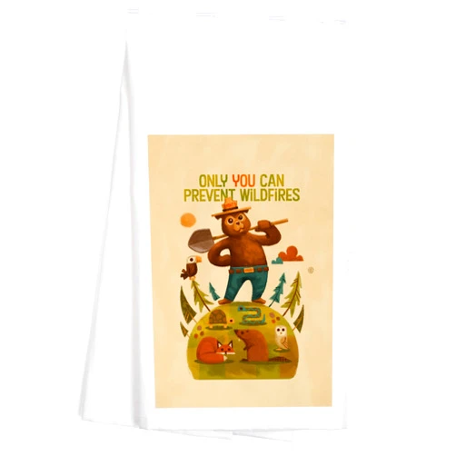 Lantern Press Smokey Bear and Friends, (100% Cotton Tea Towel, Decorative Hand Towel, Kitchen and Home)