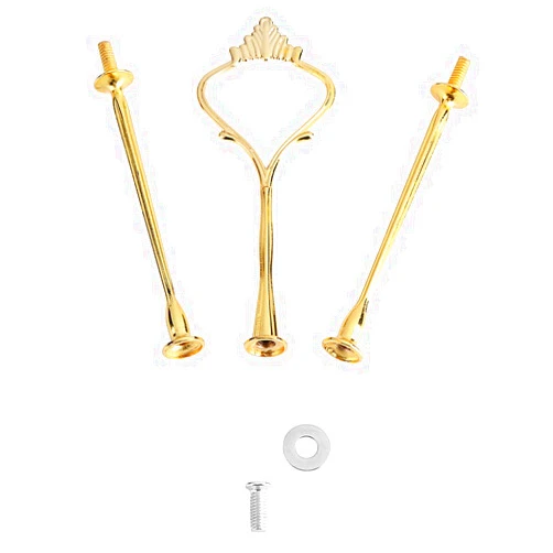 Mothinessto Tiered Tray Hardware 2 Tier Tray Two Tiered Tray Cake Tray Stand Handle Fruit Plate Hardware Fitting Holder (Two-Tier Small Round Gold)