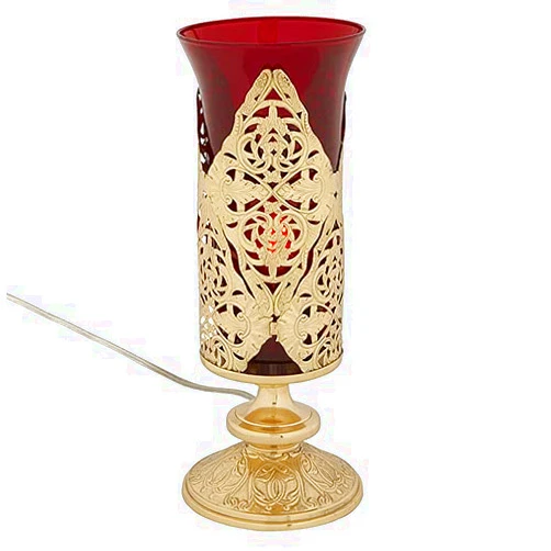 Christian Brands Religious, Church & Catholic Gifts, 1pc Ornate Sanctuary Light Holder with Ruby Globe - Electric