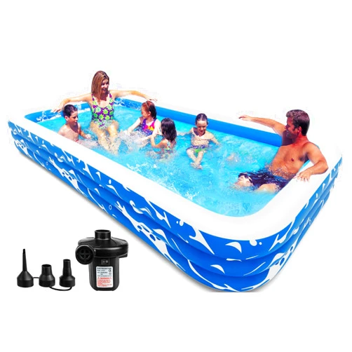 Bitlyle Inflatable Pool, Inflatable Swimming Pool with Air Pump, 130