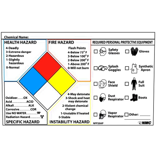 NMC National Marker Corp. NFP20AP NFPA Protective Equipment Label, 3 Inch X 5 Inch, PS Vinyl, 5/Pk