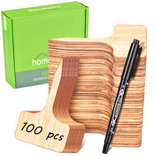 Homenote Bamboo Plant Labels 100Pcs Plant Tags for Seedlings T-Type Tags for Plants Outdoor Garden Markers Vegetable Seedling