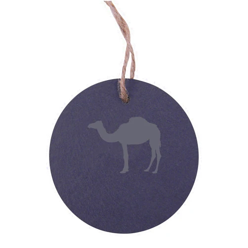 CustomGiftsNow Personalized Custom Camel 3.125-inch Circle Slate Hanging Christmas Tree Ornament