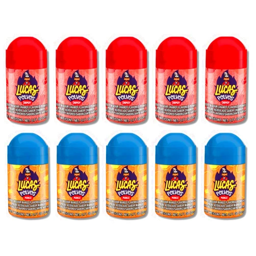 UNHA'S ASIAN SNACK BOX Lucas Baby Mexican Candy - Sweet and Sour Chamoy & Sweet and Sour Mango Candy, Including Powder and Dispenser,10 PCS Variety Pack