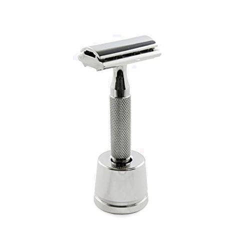 ROCKWELL RAZORS Rockwell 6C Razor & Stand Kit, White Chrome. Includes the Rockwell 6C Razor with 6 Adjustable Shave Settings and matching Inkwell Razor Stand