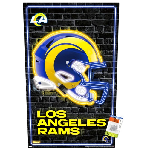 Trends International NFL Los Angeles Rams - Neon Helmet 23 Wall Poster, 22.37