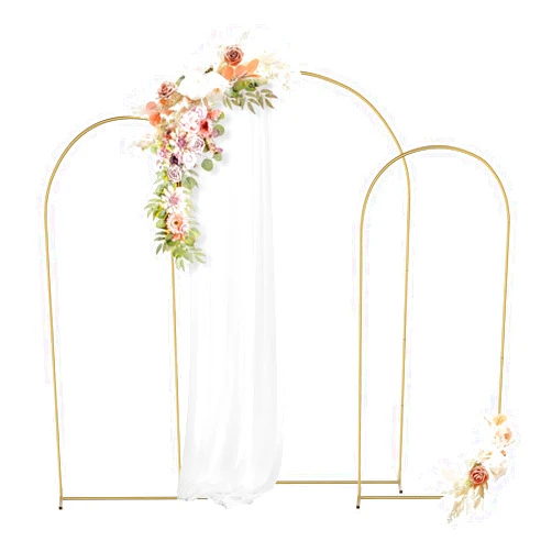 ZUOKEMY Wedding Metal Arch Background Bracket Set of 3 (7.2Ft, 6.6Ft, 6Ft) Gold Square Balloon Backrest Frame Used for Gender Revealing, Baby Shower, Bridal Decoration, Birthday Party, Party Ceremony