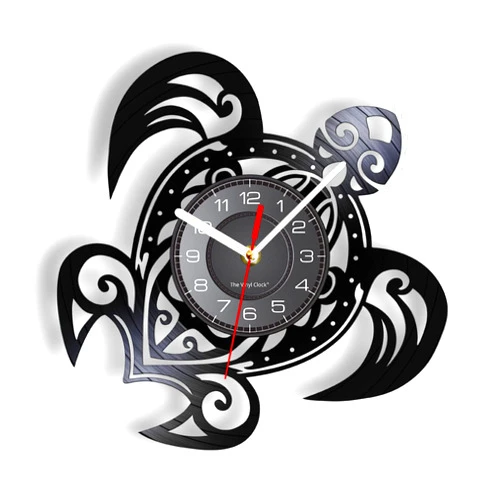 OTKU Vinyl Record Clock Sea Turtle Wall Clock Mechanical Steampunk Turtle Vinyl Record Wall Clock Sea Animal Decorative Clock Vintage Animal Decor Gift for Vintage Room Decoration