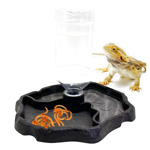 Tfwadmx 9oz Reptile Water Bottle, Turtle Food and Water Bowl Automatic Feeders Waterer Tortoise Dispenser Bottle Feeding Dish for Lizard Chameleon