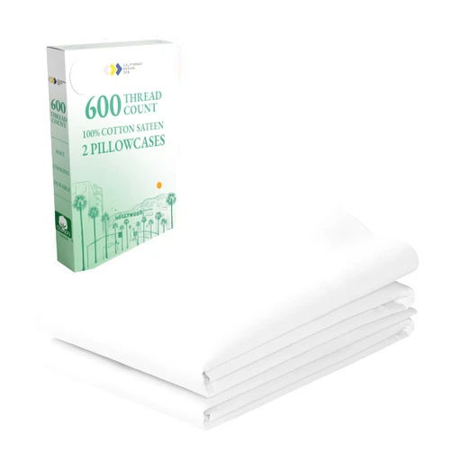 California Design Den Luxuriously Soft 600 Thread Count 100% Cotton King Size White Pillowcase Set of 2, Fits King Pillows