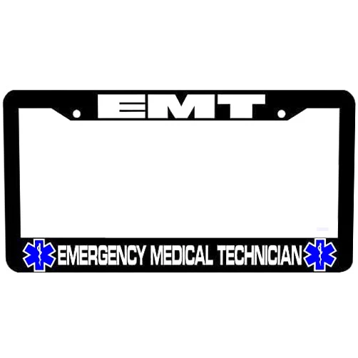 Generic Blue Star of Life Emergency Medical Technician License Plate Frame/Cool,Funny,Cute JDM License Frame 12x6 for Men and Women, Black